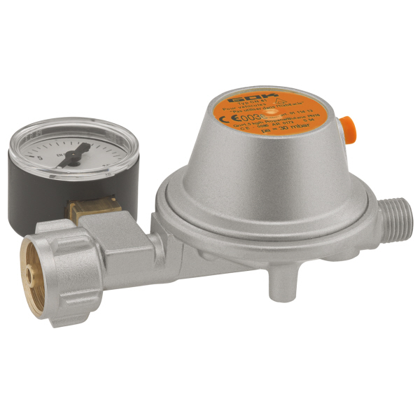 GOK Niederdruckregler Typ EN61, 50 mbar ,1,5 kg/h, mit Manometer