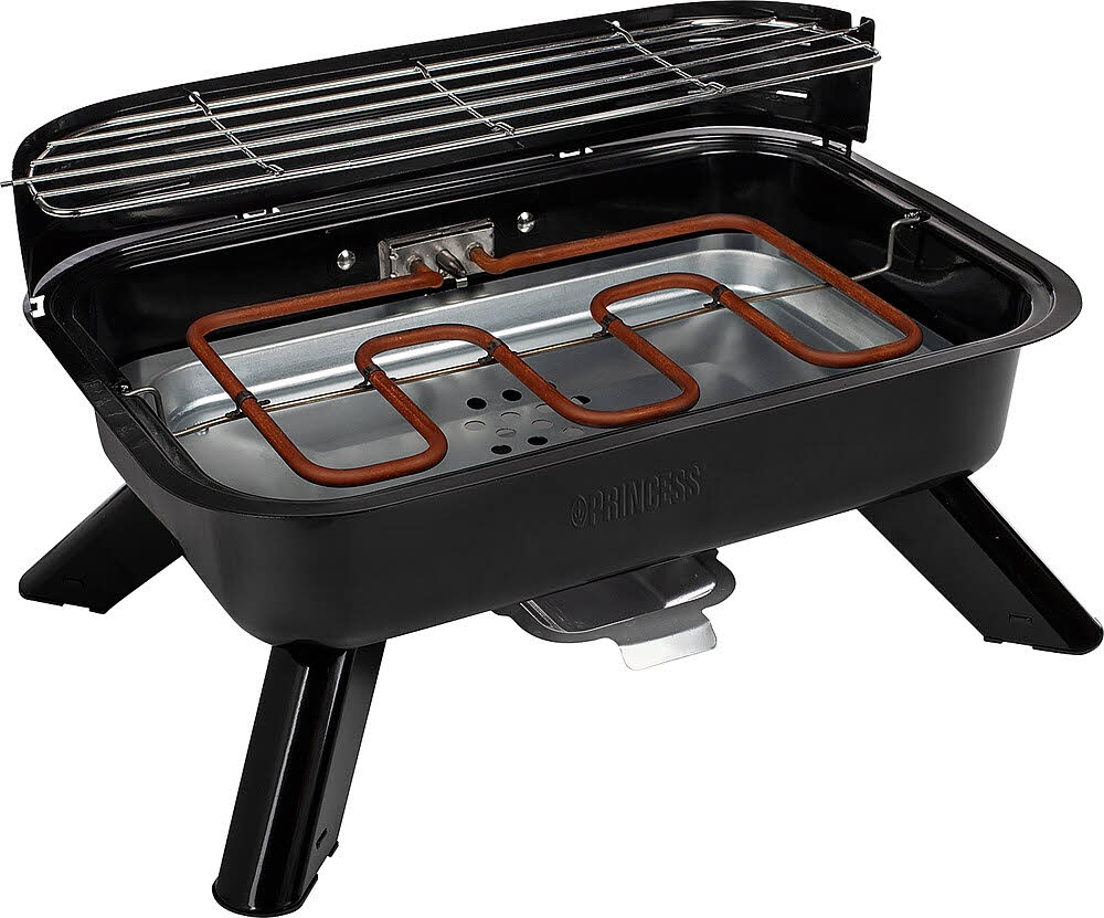 Princess Hybridgrill Elektro- und Holzkohlegrill