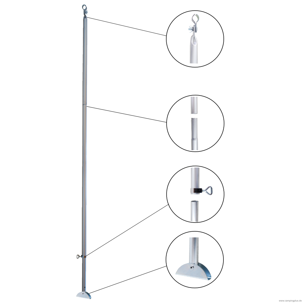 DWT Orkanstütze mit Bügelfuß 32 x 1,5 mm Alu, 170-260 cm