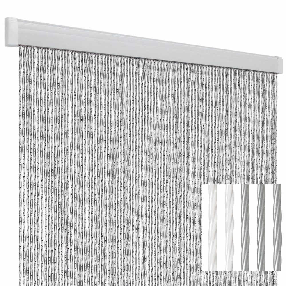 Türvorhang Rain silber/weiß
