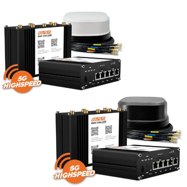 Selfsat WELAN Router MWR 5560 eSIM 5G Cat 19 incl. SATCO 5G Antenne