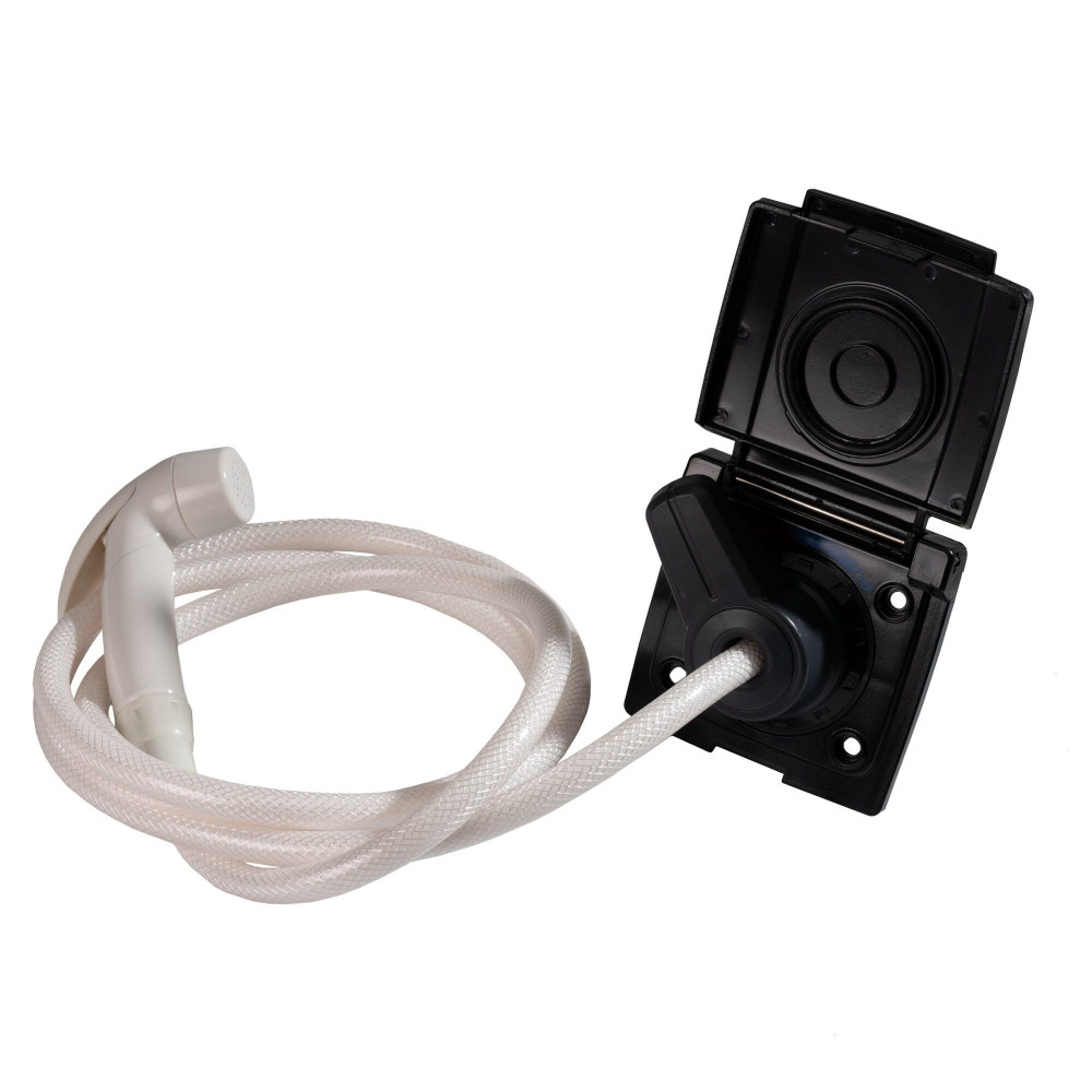 Lilie Externer Duschanschluss mit Wassersteckdose, Schlauch und Brause, schwarz
