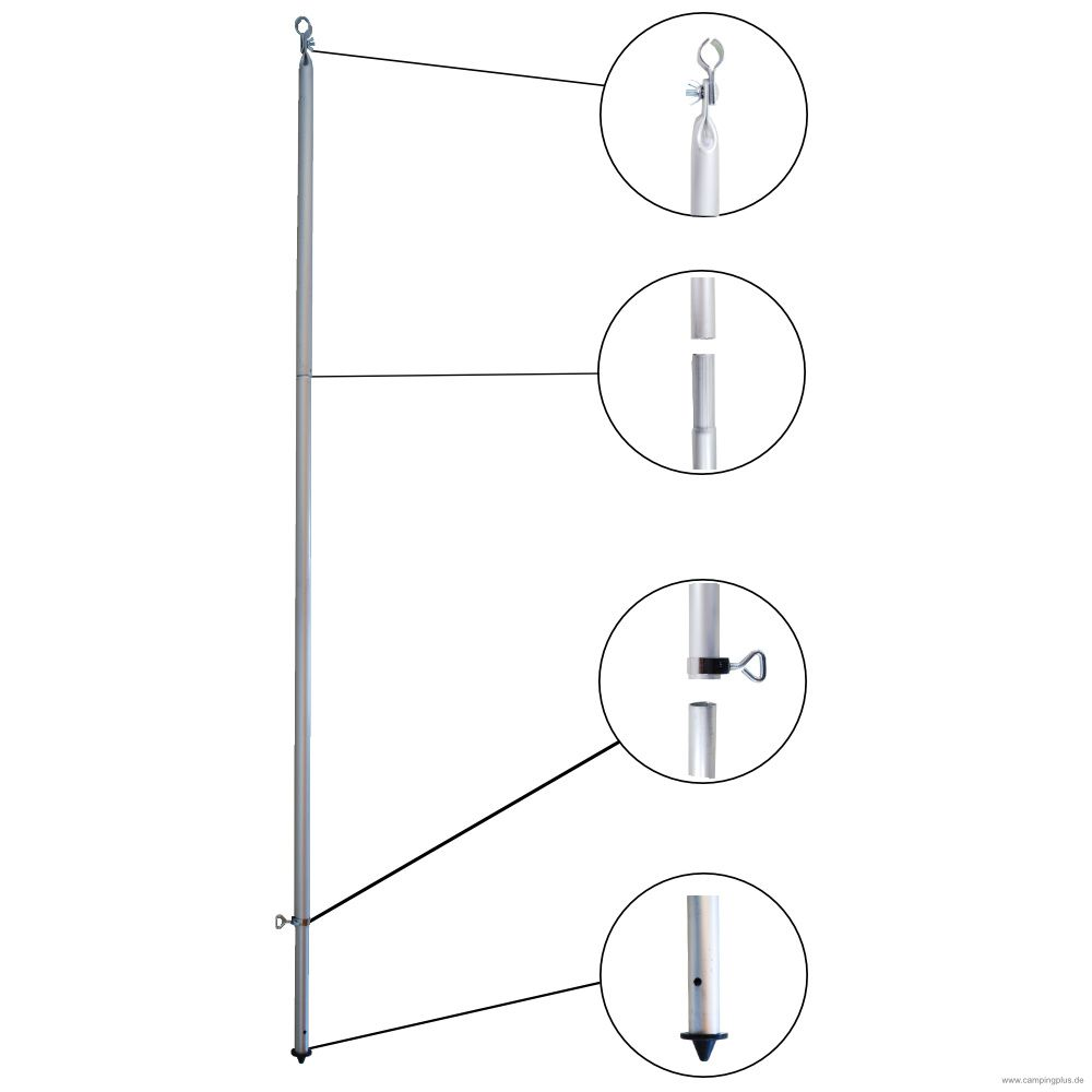 Alu Orkanstütze mit Bodenspitze 170-260 cm