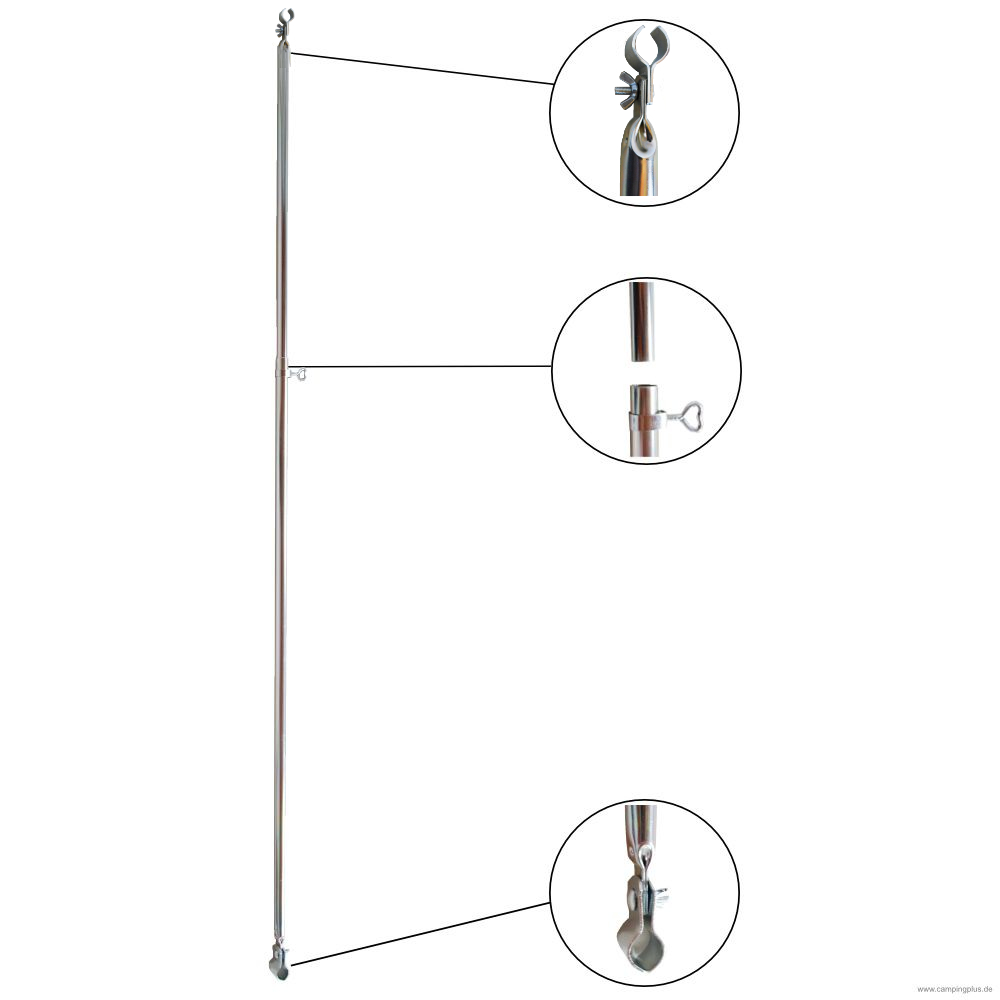 Schellenstange / Verandastange Stahl 32 mm / 120 - 205 cm