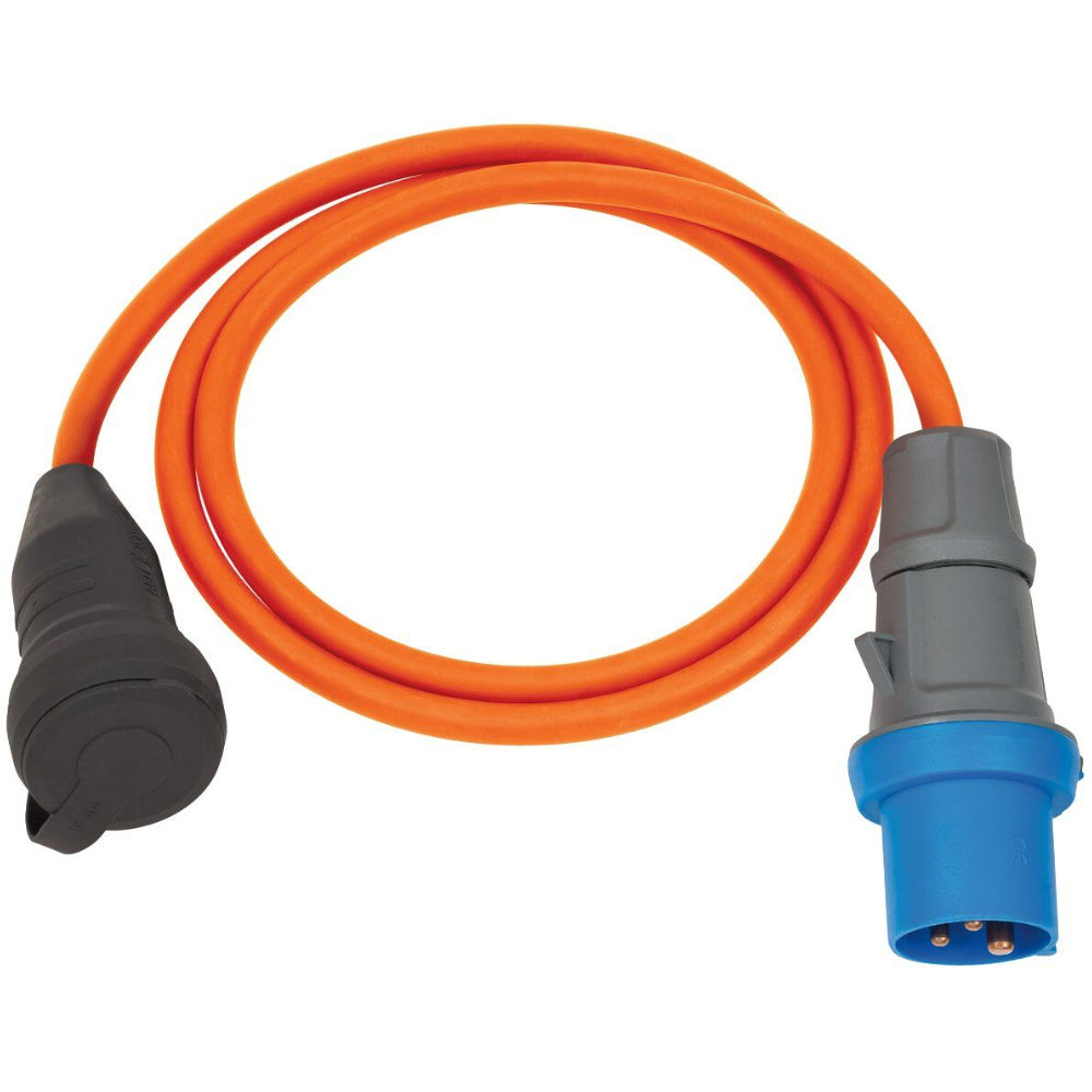 Adapterkabel CEE Stecker / Schuko Kupplung mit LED Spannungsanzeige, 1,5 m