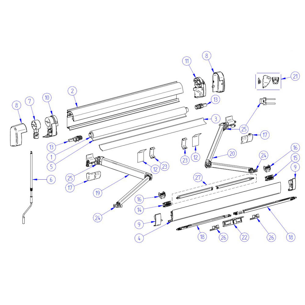 Thule Gelenkarm 2,5 m, links - Omnistor 5200 ab 3 m (Nr. 1500603085)