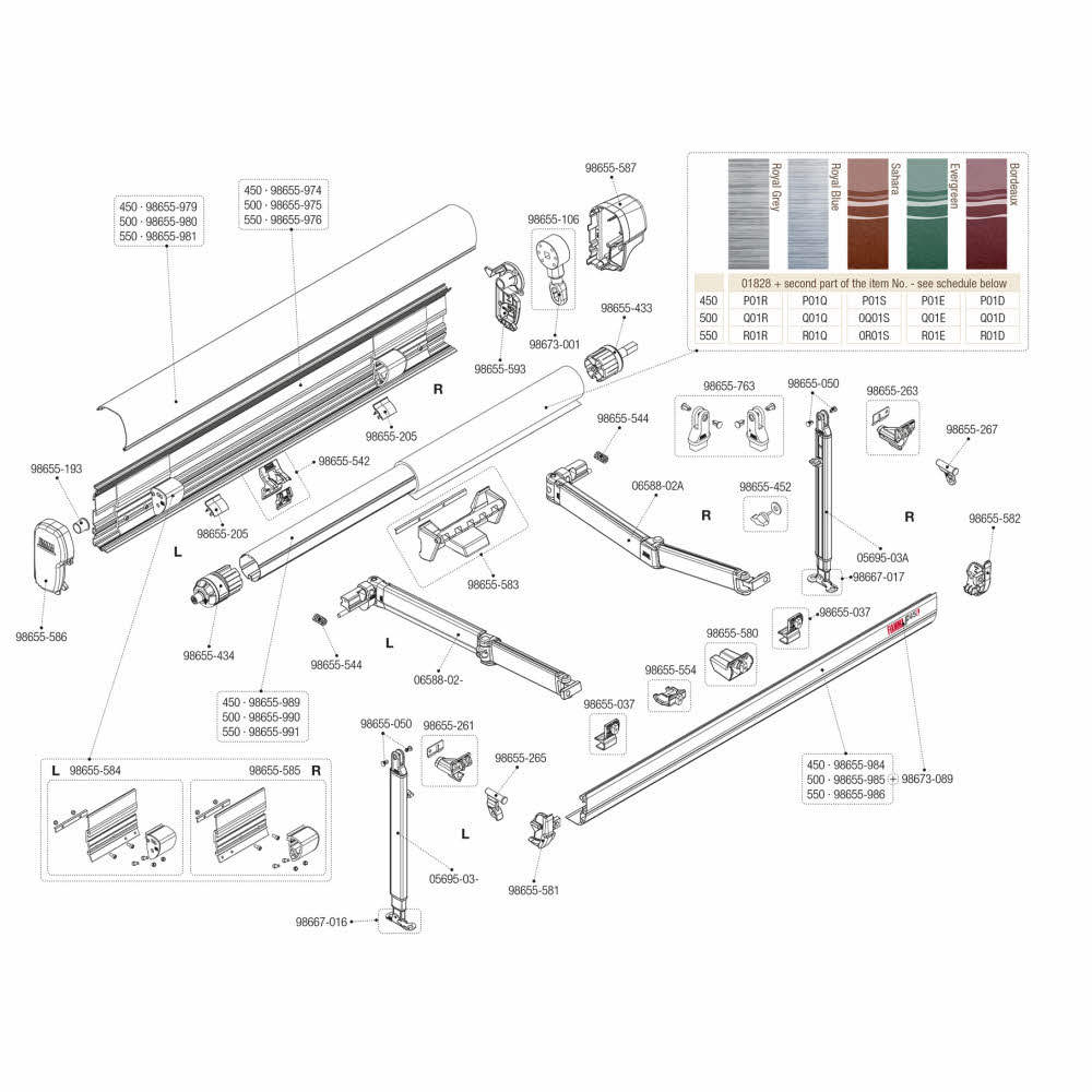 Fiamma Gelenkarm links F45L (Nr.06588-02-)