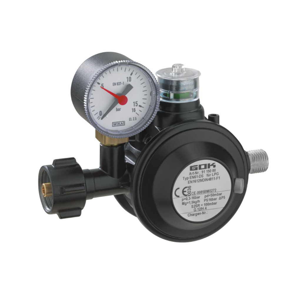 GOK Niederdruckregler mit Manometer Typ EN61-DS - 50 mbar