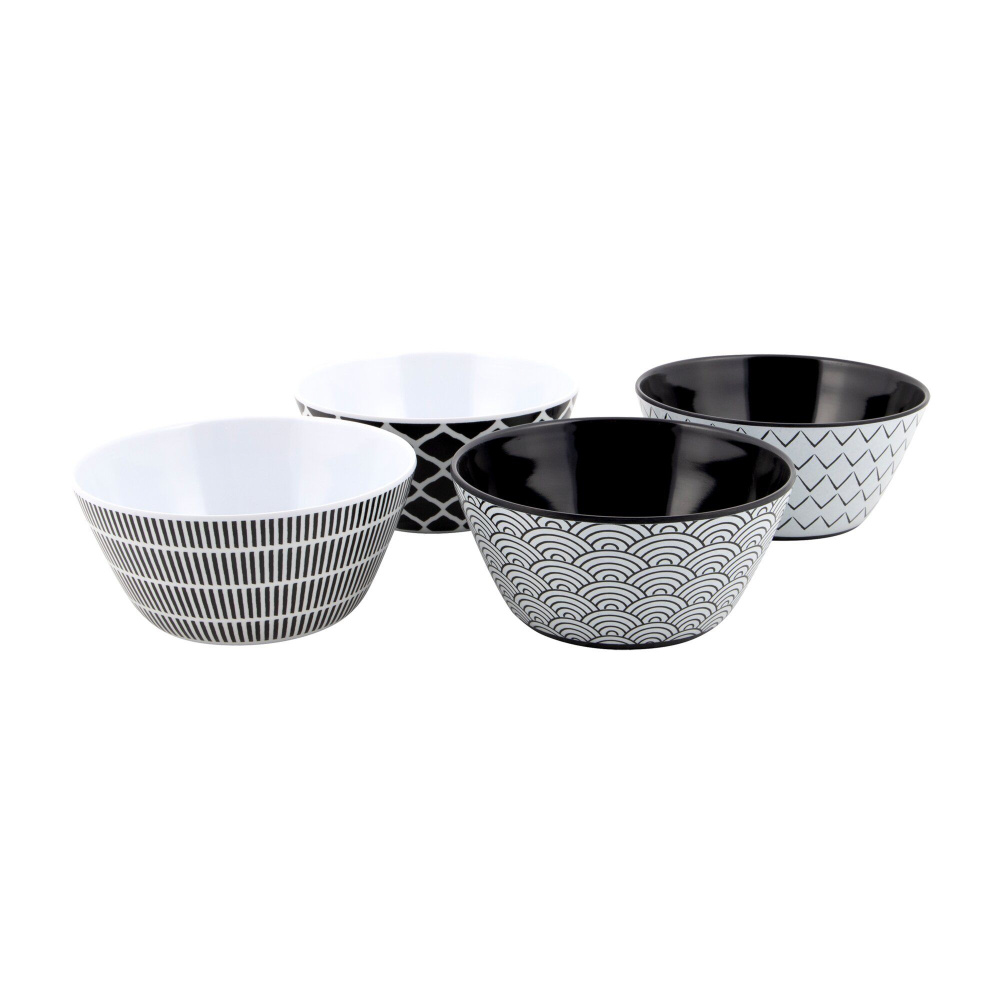 bo-camp Geschirrserie Mix and Match Black and White, 16-teilig