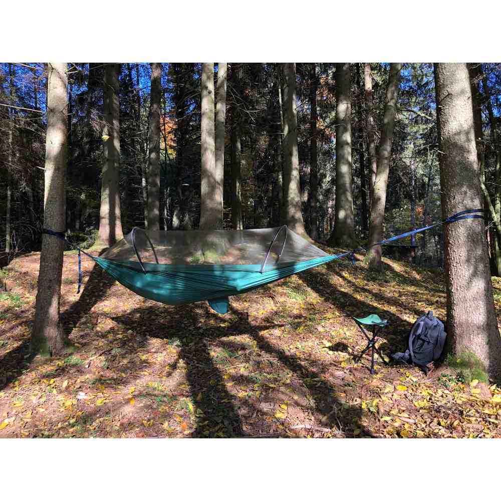 Origin Outdoors Hängematte Pop-Up Moskitonetz dunkelgrün