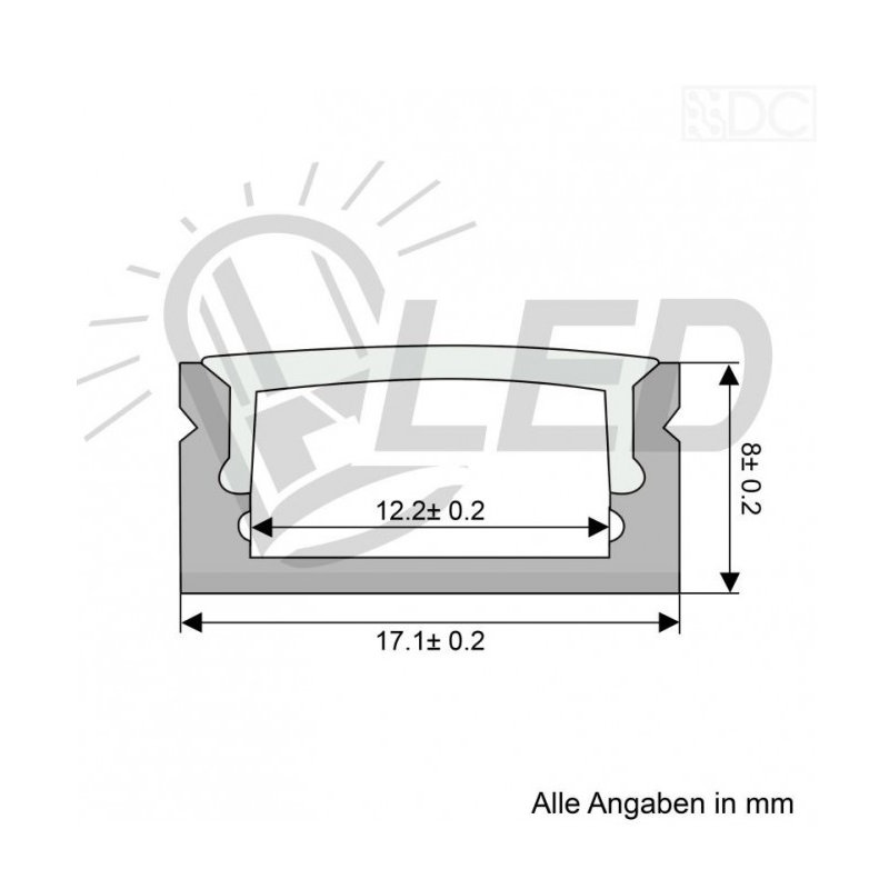 David Alu Profil für Lichtbänder - 100 x 1,5 x 0,6 cm