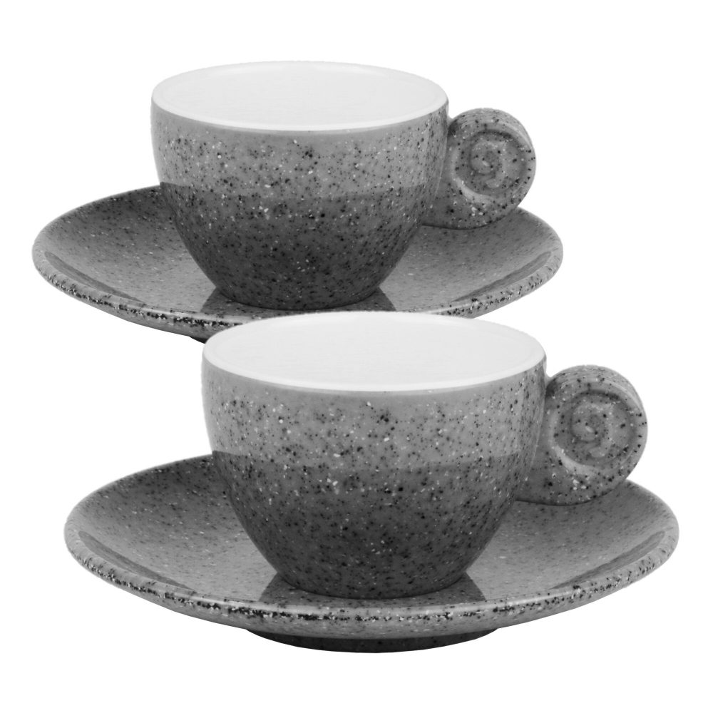 Gimex Espressoset Solid Line, granitgrau/weiß