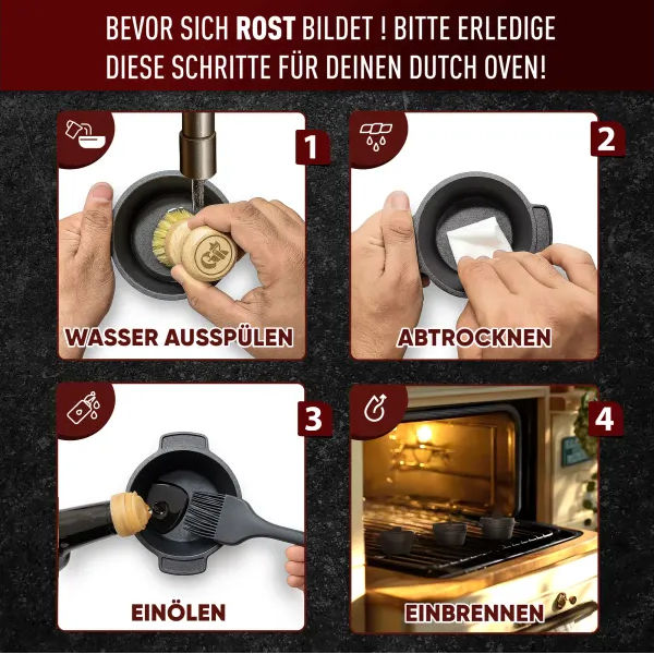 Gusskönig Eingebrannter 6x 300 ml Mini Dutch Oven Set