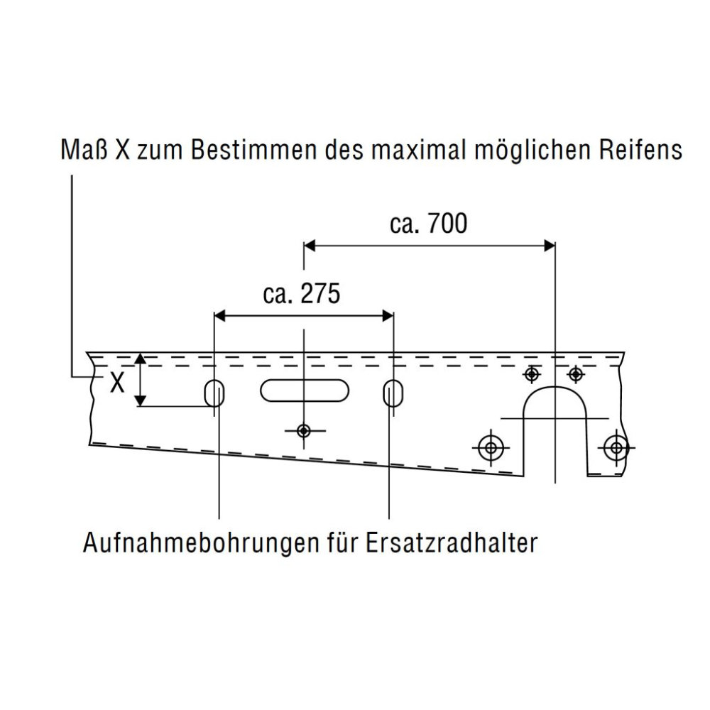 ALKO Ersatzrad-Halterung Typ EH1 C lang für Rahmen 1450-1850