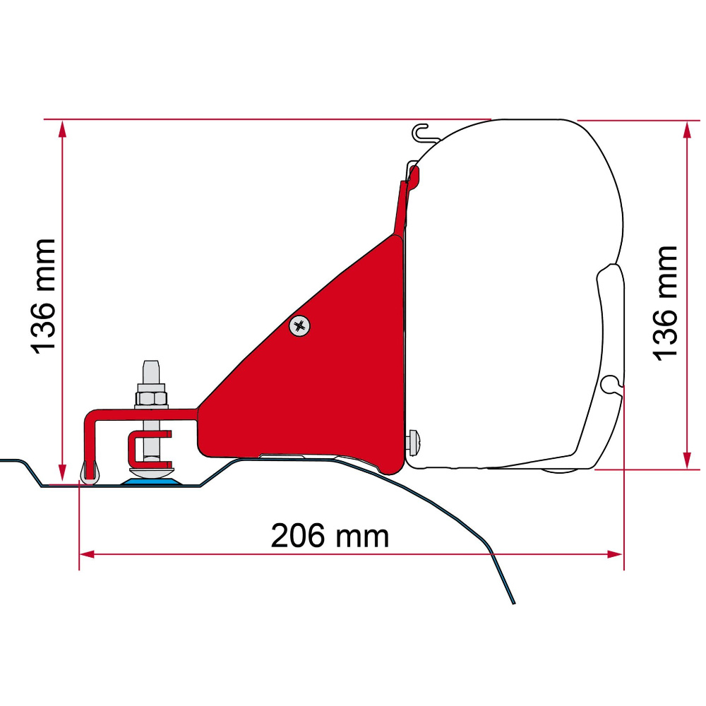 Fiamma Markisenadapter Kit Ducato/Jumper/Boxer High Roof L2H2 für F43, F45, F45s