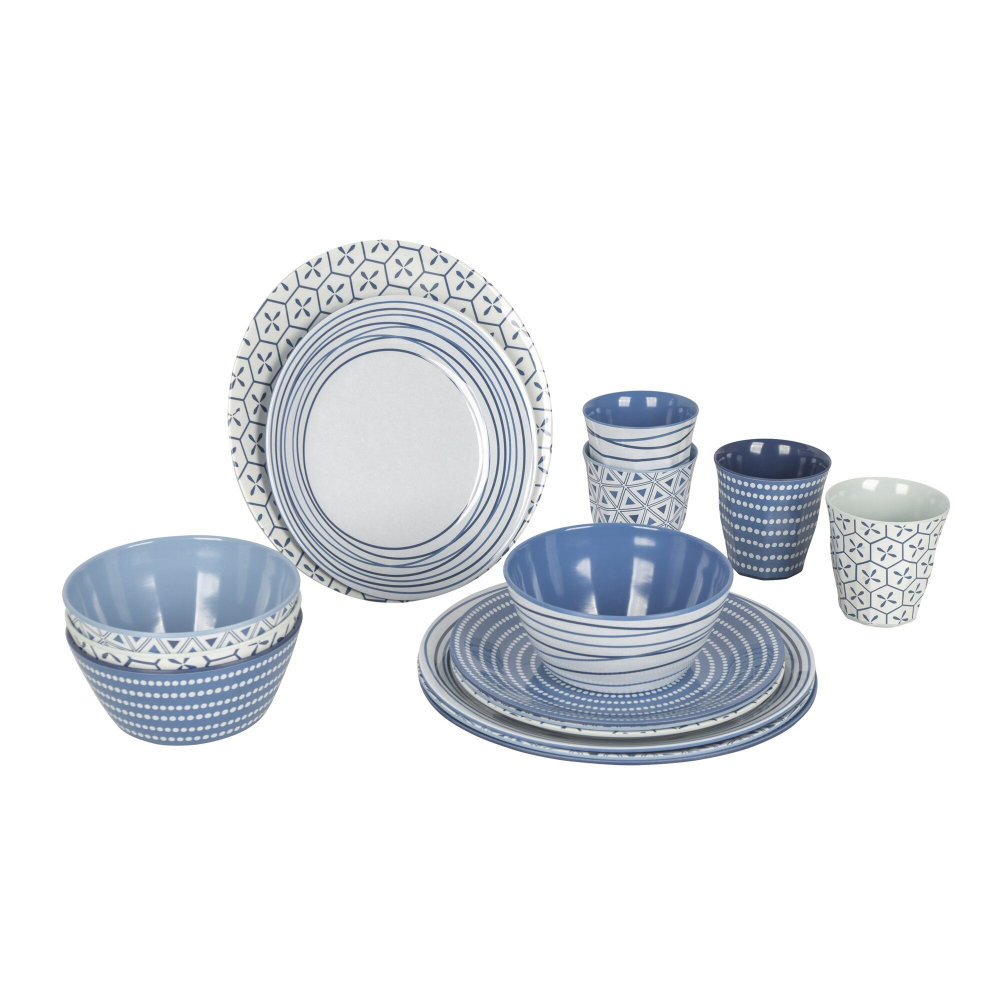 bo-camp Geschirrset Mix and Match Blue Ocean 16-tlg.