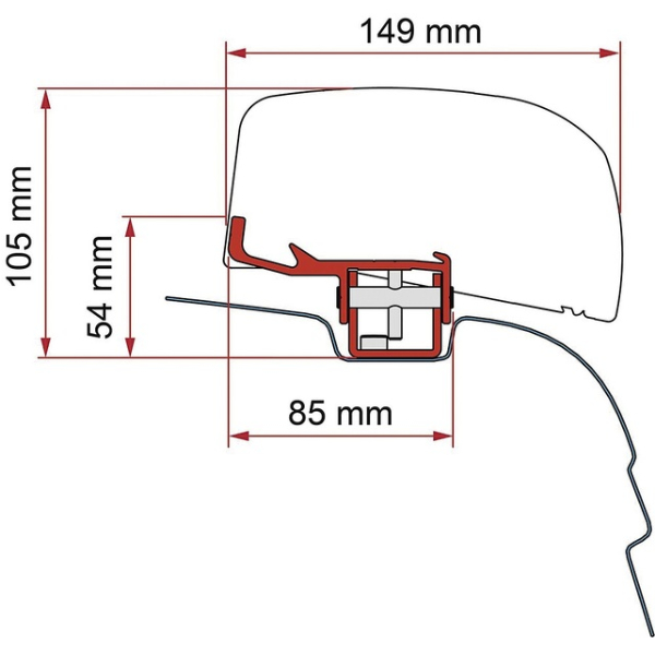 Fiamma Markisenadapter Kit VW T5 / T6 für Dachmarkise F40 Van-RHD-2 tlg.