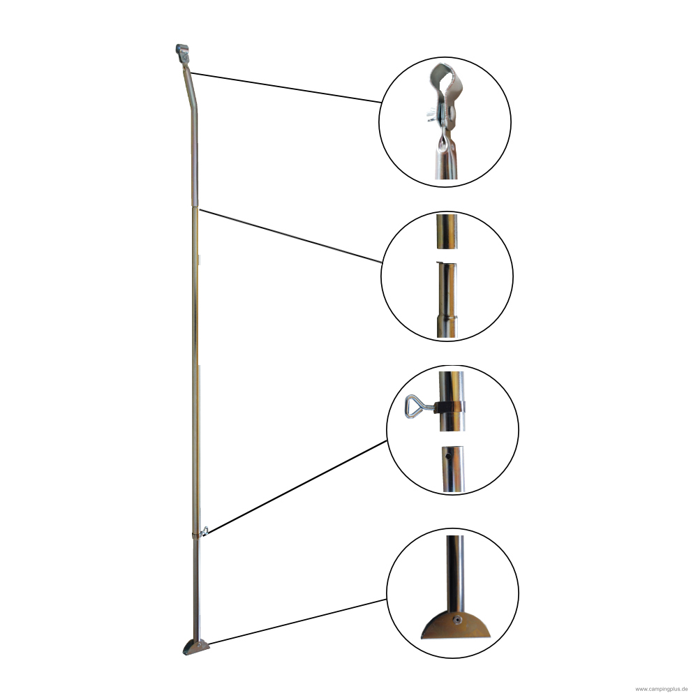 DWT Andruckstange mit Bügelfuß oben gebogen 22x1 mm Stahl, 170-270 cm