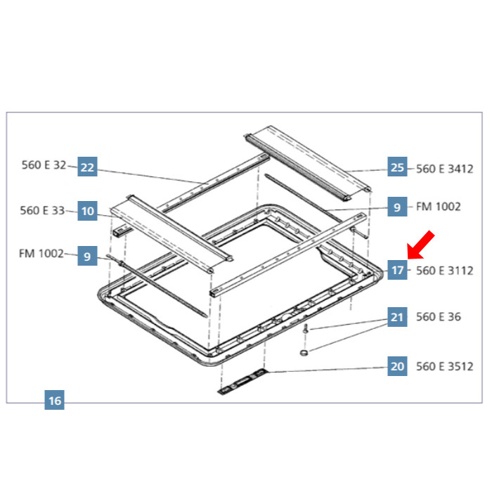 Dometic Heki 1 Innenrahmen ohne Anbauteile