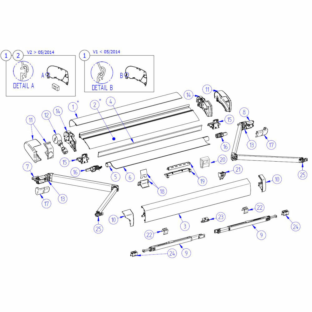 Gelenkarm 2 m, links - Omnistor 6200 2,6m (Nr. 1500602596)
